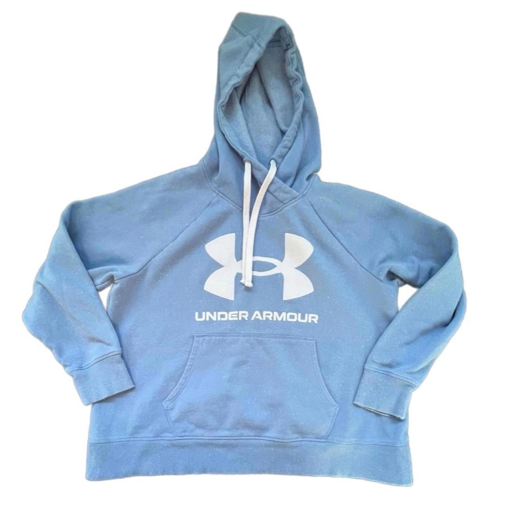 Under Armour Hoodie Light Blue Logo Pullover Loose Fit 1X